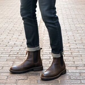 Timberland Full Grain Leather Brown Chelsea Boot Pull Straps size 10.5